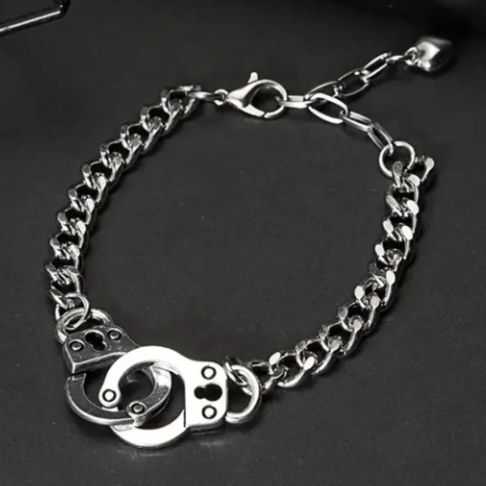 Silvertone Handcuff Chain Link Bracelet